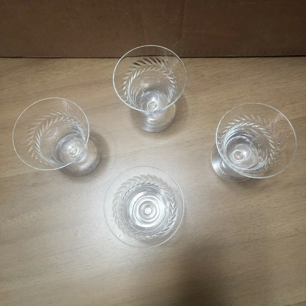 Vintage Crystal Laurel Leaf Parfate Set of 4